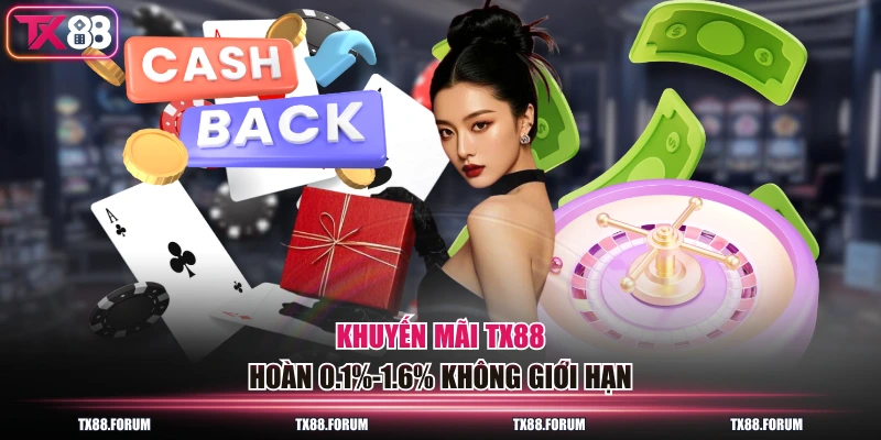 Khuyến Mãi TX88 - Thưởng Đến 20 Triệu Cho Thành Viên Mới 3 Khuyến mãi TX88 hoàn 0.1%-1.6% không giới hạn